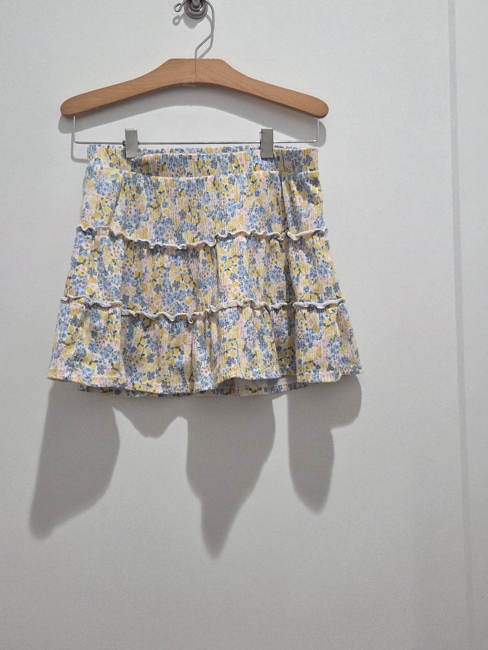 Cat & Jack Yellow and Blue Floral Tiered Mini Skirt
